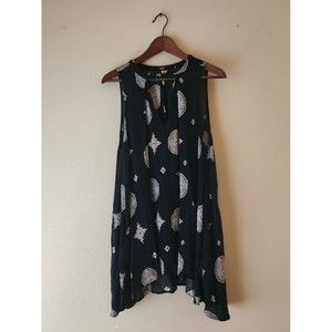 Free People Black Oversize top Sleeveless cutout Small